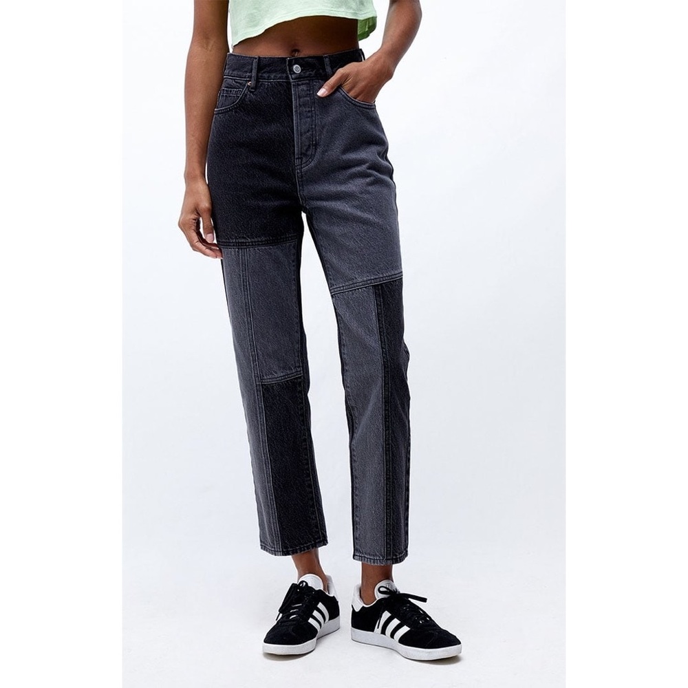 PacSun Eco Two-Tone Black High Waisted Straight Leg Jeans